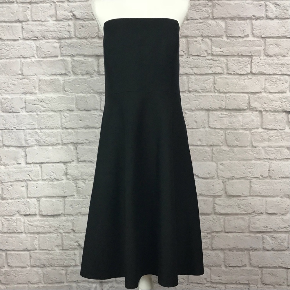 Ann Taylor Strapless Silk Blend Black Dress